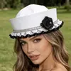 Gorra Azul Marino Bordada Europea y Americana Cosplay Uniforme de Policía Femenino Sombrero de Otoño e Invierno para Actuación Circunferencia de Cabeza Grande Sombrero de Marinero Japonés para Mujer