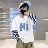 Camiseta Casual Divertida para Meninos Estilo Novo Primavera e Outono Estampa de Desenho Camisa Base Algodão Puro Respirável Manga Longa Camiseta Tendência
