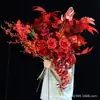 Flores Artificiales Rojo Borgoña Materiales de Flores Rosas Artificiales Flores Falsas Boda Salón de Bodas Decoración del Hogar Flores Artificiales al por Mayor