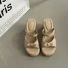 Sandálias Clássicas Slip-On Simples e Versáteis para Mulheres, Estilo Coreano Verão 2026 Sandálias de Salto Alto com Plataforma Antiderrapante para Uso Diário