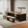 Mesa de Chá Ilha de Madeira Maciça Moderna Mesa de Chá para Escritório Doméstico Designer Luxo Acessível High-End Novo Chá Kung Fu 2025
