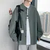 Camisa de diseñador de talla grande con cuello redondo, chaqueta casual a rayas estilo japonés, top holgado para hombre, moderno y elegante para primavera y otoño