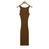 Vestido de Malha com Corrente de Metal Pure Lust Hot Girl Suspensório Verão Feminino Cintura Marcada Afinando o Quadril Saia Longa Atacado