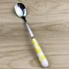 Suministro de cubiertos de acero inoxidable y cerámica, cuchillo, tenedor, cuchara, cubiertos infantiles con mango de cerámica, cuchillo y tenedor de fruta, cubiertos de rosa púrpura, tenedor pequeño