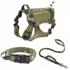 Arnés y Correa Tácticos para Perro, Arnés de Pecho Anti Tirones para Perros Grandes, Collar Resistente para Mascotas y Correa para Paseo de Perros Grandes
