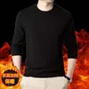 Ropa interior térmica cálida de forro polar alemán de doble cara para hombre, camiseta de cuello redondo, ropa de otoño, ajuste ceñido, capa base, camiseta de manga larga, temporada de otoño e invierno
