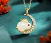 Collar de Conejo de Jade Shajin Fulu de Vietnam para Mujer, Nicho, Lujo Ligero, Cadena para Clavícula, Regalo de Vacaciones para Novia, Venta Directa de Fábrica