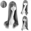Peluca para Mujer Harajuku Diaria lolita Azul Humo Cabello Largo Lacio Flequillo de Aire Gris Abuela Peluca cos