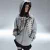 Moletom com zíper e botões de nó, estilo cardigan, retrô, de bolso, para outono e inverno, solto, único e moderno, atacado