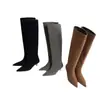 Botas Altas de Temperamento para Mujer 2026 Otoño Invierno Nueva Llegada Punta Fina Tacón de Aguja Tubo Recto Relajado Botas para Mujer Estilo Británico Botas Largas Adelgazantes