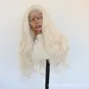 Blanco Lechoso Encaje en la Frente Cabello Largo Ondulado Fibra Sintética Mate de Alta Temperatura Tocado Para Fotografía Cosplay Fabricante Mayorista