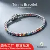 Popular en Europa y América, pulsera de tenis de moissanita de colores arcoíris a la moda hip-hop, plata de ley s925, pulsera de tenis colorida de lujo ligero
