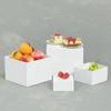 Caja de almacenamiento cuadrada blanca de acrílico directa de fábrica, caja de exhibición manual de juguetes, caja de cinco lados para pastel de postre
