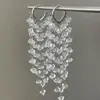 Brincos de Franja de Cristal Estilo Francês, Design Longo Pendente, Efeito Emagrecedor, Brincos de Diamante Brilhantes, Acessórios de Orelha Versáteis para Vestidos de Festa