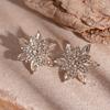 Brincos de Floco de Neve Flor Tridimensional em Camadas com Strass, Estilo Europeu e Americano de Luxo Leve, Design Nicho da Moda com Toque de Alto Padrão para Mulheres