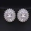 Círculo de moda europeo y americano pendientes de girasol cobre totalmente incrustados de circonita pendientes joker de temperamento para mujer joyería de oído brillante venta al por mayor