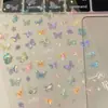 Adesivos de Asa Plana de Borboleta Populares do Xiaohongshu Adesivos de Nail Art Sofisticados Adesivos de Borboleta Colorida Fada para Unhas