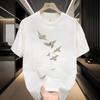 Camiseta masculina estilo simples verão 2025, estilo Hong Kong, tendência, solta, gola redonda, solta, top masculino
