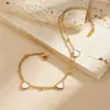 Tobillera en forma de corazón con cuentas blancas, cadena de doble capa chapada en oro, una tobillera elegante y versátil con un toque lujoso, un artículo muy vendido en Temu