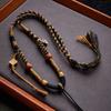 Pingente Tecido à Mão Xizang Cordão Pendente Osso de Boi Ouro Sha Esfregado à Mão Cordão de Algodão Colar Conta Thangka Cordão Pingente para Homens e Mulheres