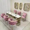 Conjunto de Mesa e Cadeira para Manicure Famoso na Internet, Mesa de Maquiagem e Manicure Simples de Mármore Estilo Nórdico Individual/Dupla, Mesa Simples Específica para Manicure