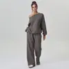 Nuevo Estilo Transfronterizo Otoño e Invierno 2025 Europeo y Americano con Diseño de Hombro Asimétrico, Estilo Deportivo Amazon, Moda Casual, Color Sólido
