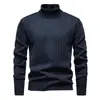 Oferta especial: Suéter Casual Grueso con Forro de Felpa para Hombre Otoño/Invierno 2026, Camiseta Base de Punto Cálido de Cuello Alto Jacquard para Hombre