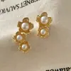Pendientes de Perla Estilo Coreano Francés Elegante con Cierre de Plata 925 Pendientes de Gama Alta Corazón Flor Pendientes Versátiles para Mujer Venta al por Mayor