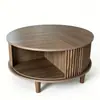 Mesa de centro con puerta enrollable redonda de tapa abatible, mueble panelado, suministros del fabricante para venta transfronteriza, con espacio de almacenamiento extragrande