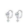 Pendientes de Plata de Ley S925 Europeos y Americanos Simples de Nuevo Diseño de Gota de Agua con Forma de Pera y Colgante de Diamante para Mujer