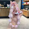 Cadena Corta de Cuentas Krome Gato KT Lazo de Dibujos Animados Sanrio Cadena para Teléfono Móvil Llavero Cuerda de Muñeca Trenzada con Cuentas