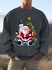 Novas blusas de moletom de manga comprida para uso externo com gola redonda para homens, outono/inverno, apresentando um design de estampa digital com tema de Natal