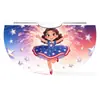 Capa Roja y Azul Hecha a Medida de Fábrica para el Día de la Independencia Europeo y Americano con Estrellas Impresas, Capa Infantil con Cordón y Capucha
