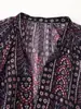 Venta al por mayor de comercio exterior transfronterizo para mujer, nueva blusa estampada con pequeñas flores y líneas metálicas ZRA de AliExpress en stock