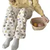 Versión Extendida de Pijama de Medio Terciopelo para Mujer en Otoño e Invierno, Pantalones Sueltos de Pierna Ancha de Terciopelo Coral, Pantalones Cálidos y Lindos de Pierna Recta para Caminar