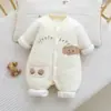 Mameluco acolchado para bebé, mameluco sin costuras cálido para otoño e invierno, traje de gateo engrosado de 150 g con apertura frontal, traje de una pieza para niños