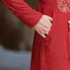 Vestido midi de manga comprida bordado de outono e primavera da mamãe, moda para mulheres de meia-idade e idosas, vestido para banquete de casamento, saia cheongsam