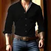 Camisa masculina de manga longa para comércio exterior transfronteiriço com estampa digital xadrez de bolinhas casual business com colarinho