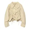 Moda Femenina Europea y Americana Transfronteriza Aliexpress Venta Caliente Elegante Sencillo Versátil Plisado Corto Manga Larga Gabardina Chaqueta
