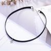 Colar de corda de couro preto com estrela de cinco pontas, estilo japonês e coreano, elegante, feminino, corrente de clavícula, simples, combinando com a alça de pescoço