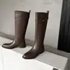 Botas de montar versátiles y de moda estilo coreano de 3.5 cm, nuevo modelo otoño e invierno 2026, puntera redonda, tacón grueso, botas altas hasta la rodilla para mujer