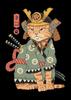 Pintura en Lienzo de Gato Samurái Japonés de Dibujos Animados Póster Arte de Pared Sala de Estar Pintura Decorativa Moderna