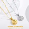 Aço Inoxidável Novo Estilo Chinês Fechadura Ping An Colar da Fortuna Feminino Feminino Sem Cor Luxo Leve Alto Padrão Dongguan Titânio Aço Joias