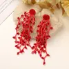 Acessórios Elegantes Coreanos Vermelhos Longos com Franjas de Cristal DIY Grampo de Cabelo Feito à Mão Acessórios de Cabelo Brincos Material Atacado