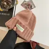 Gorro de Lana de Punto Grueso de Moda 2025 para Mujer para Otoño e Invierno, Versátil, Circunferencia de Cabeza Grande, Holgado, Cálido, Gorro que Adelgaza la Cara