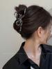 [Chá de Pêssego] Presilha de Cabelo Grande Minimalista com Laço para Parte de Trás da Cabeça Presilha Tubarão Acessório de Cabelo