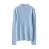 Suéter Elegante 100% Caxemira Feminino Pulôver Simples de Caxemira Quente Tricô Gola Alta Meia Suéter Básico Novo Roxo