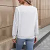 Moletom Feminino de Manga Longa com Decote V Transfronteiriço 2026 Outono e Inverno Novo Camisa Básica Europeia e Americana Tiktok Top Pulôver Casual
