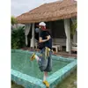 Shorts de mezclilla vintage lavados y bordados de moda estilo americano para mujer, estilo callejero de verano, casual y versátil, pantalones cortos holgados de pierna ancha y cortos