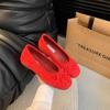 Sapatos baixos de balé suaves, estilo francês retrô, sola macia, prateados, novos, estilo chinês, vermelhos, sapatos únicos, primavera, estilo Chanel, sapatos femininos